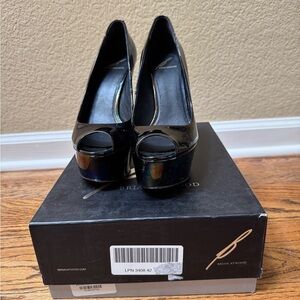 Brian Atwood Black Peep Toe Heels